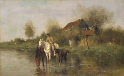 Paarden bij Water, 1877 door Thomas Ludwig Herbst